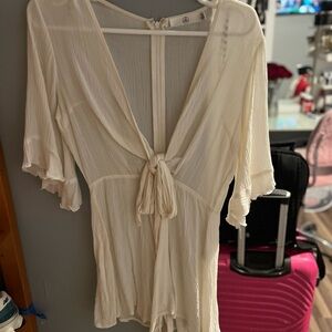 Cream Tie-Front Blouse